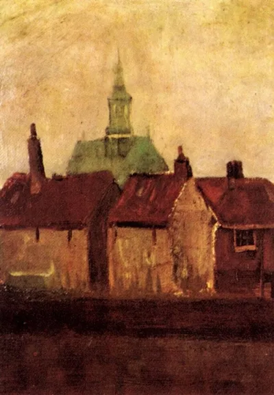 Cluster of Old Houses with the New Church in The Hague by Vincent van Gogh