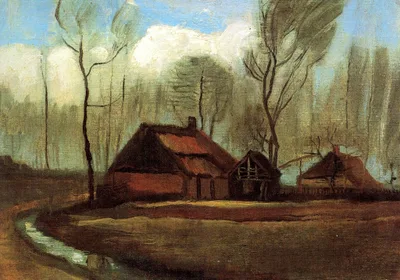 Farmhouses Among Trees by Vincent van Gogh