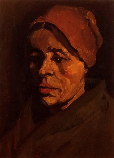 Head of a Peasant Woman with Brownish Cap by Vincent van Gogh