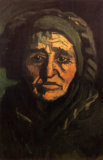 Head of a Peasant Woman with Greenish Lace Cap by Vincent van Gogh