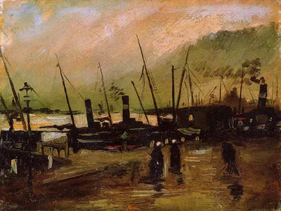 Quayside with Ships in Antwerp by Vincent van Gogh