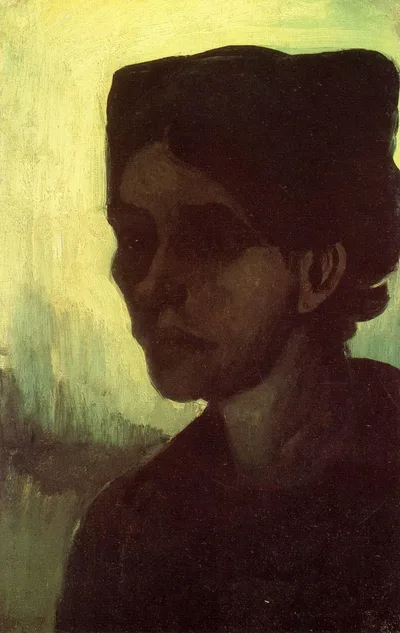 Head of a Young Peasant Woman with Dark Cap by Vincent van Gogh