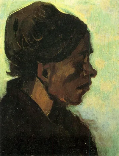 Head of a Brabant Peasant Woman with Dark Cap by Vincent van Gogh
