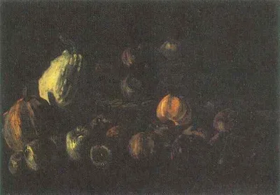 Still life with a basket of apples and two pumpkins by Vincent van Gogh
