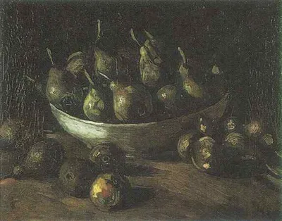 Still life with an Earthern bowl and pears by Vincent van Gogh