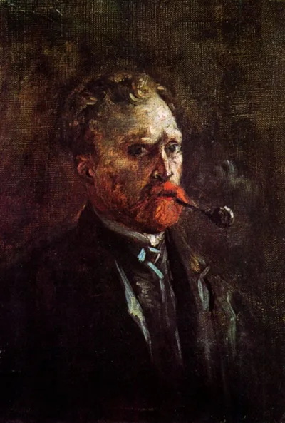 Self-Portrait with Pipe by Vincent van Gogh