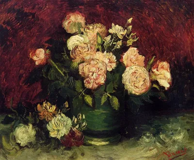 Bowl with Peonies and Roses by Vincent van Gogh