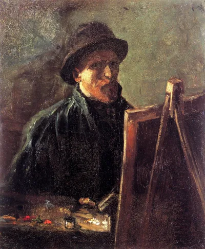 Self-Portrait with Dark Felt Hat at the Easel by Vincent van Gogh