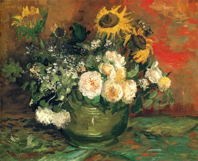 Still Life with Roses and Sunflowers by Vincent van Gogh