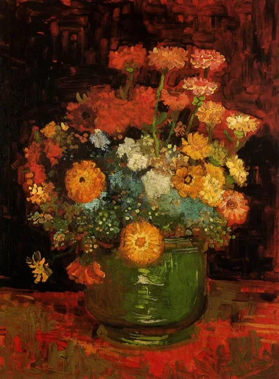 Vase with Zinnias by Vincent van Gogh