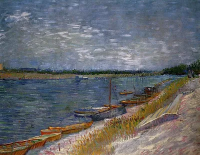 Moored Boats by Vincent van Gogh
