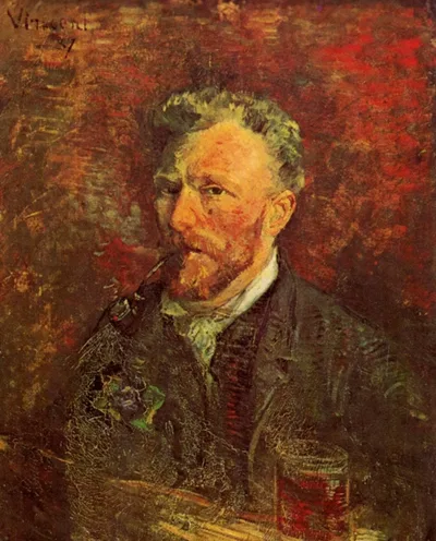 Self-Portrait with Pipe and Glass by Vincent van Gogh