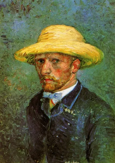 Self-Portrait with Straw Hat by Vincent van Gogh