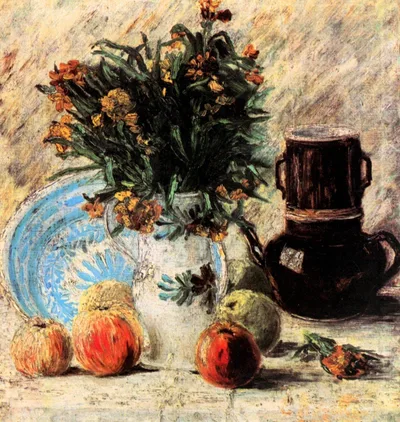 Vase with Flowers, Coffeepot and Fruit by Vincent van Gogh