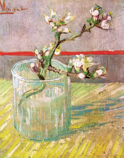 Blossoming Almond Branch in a Glass by Vincent van Gogh