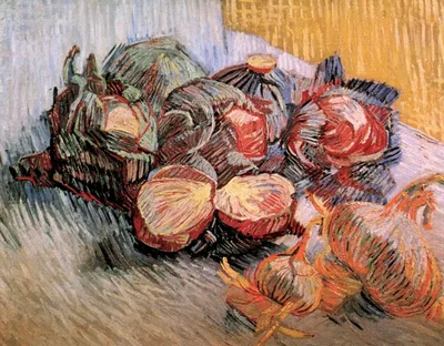 Still Life with Red Cabbages and Onions by Vincent van Gogh