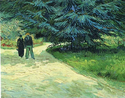 Public Garden with Couple and Blue Fir Tree (The Poet s Garden III) by Vincent van Gogh