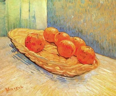 Still Life with Basket and Six Oranges by Vincent van Gogh