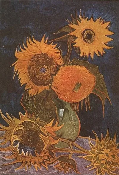 Still Life Vase with Five Sunflowers by Vincent van Gogh