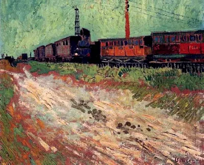 Railway Carriages by Vincent van Gogh