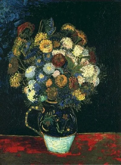 Still Life Vase with Zinnias by Vincent van Gogh