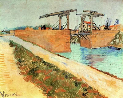 The Langlois Bridge at Arles with Road Alongside the Canal by Vincent van Gogh