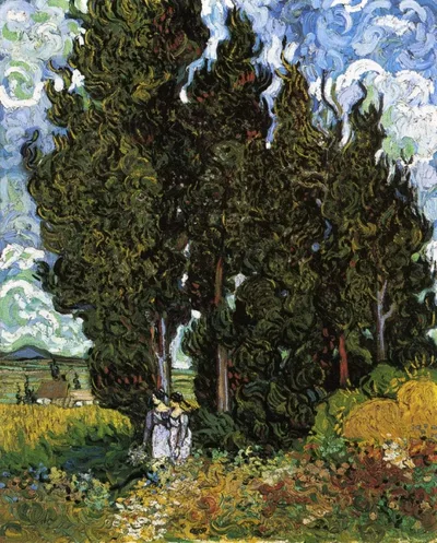 Cypresses with Two Women by Vincent van Gogh