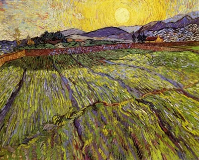 Enclosed field with rising sun by Vincent van Gogh