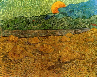 Evening Landscape with Rising Moon by Vincent van Gogh