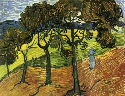 Landscape with Trees and Figures by Vincent van Gogh