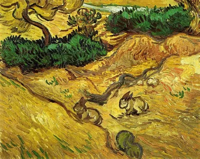 Field with Two Rabbits by Vincent van Gogh