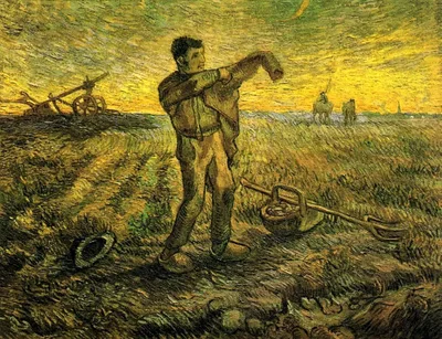 Evening - The End of the Day (after Millet) by Vincent van Gogh