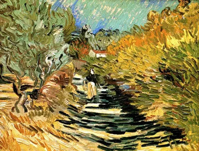A Road in St. Remy with Female Figures by Vincent van Gogh