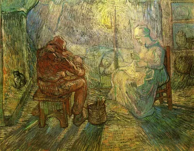 Evening - The Watch (after Millet) by Vincent van Gogh