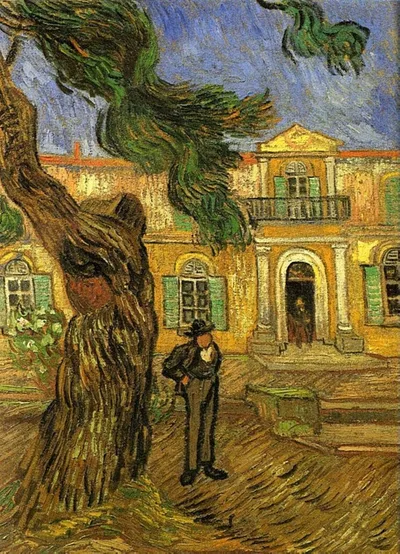 Pine Trees with Figure in the Garden of Saint-Paul Hospital by Vincent van Gogh
