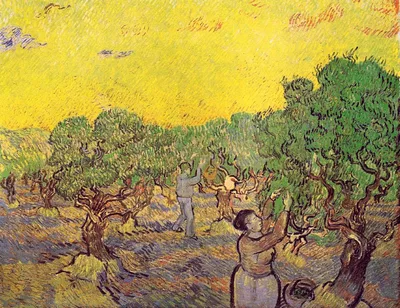 Olive Grove with Picking Figures by Vincent van Gogh