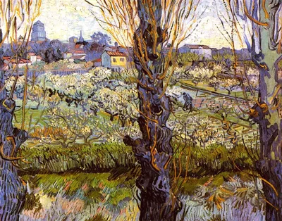 Orchard in Bloom with Poplars by Vincent van Gogh