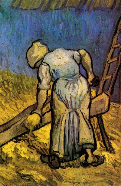 Peasant Woman Cutting Straw after Millet by Vincent van Gogh