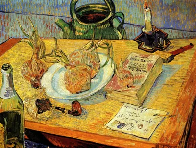Still Life with Drawing Board, Pipe, Onions and Sealing-Wax by Vincent van Gogh