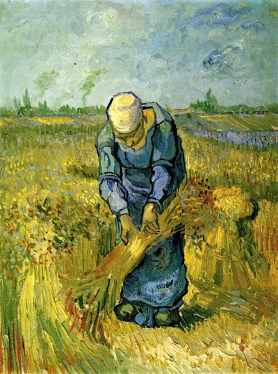 Peasant Woman Binding Sheaves after Millet by Vincent van Gogh