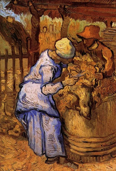 Sheep-Shearers, The after Millet by Vincent van Gogh