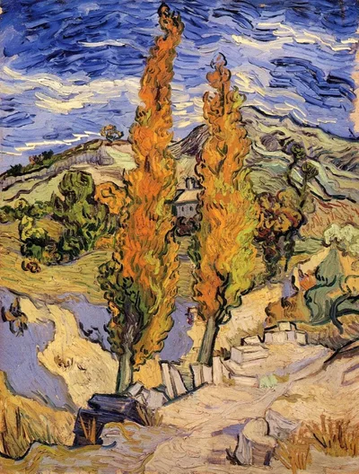 Two Poplars on a Hill by Vincent van Gogh