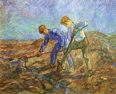 Two Peasants Diging (after Millet) by Vincent van Gogh