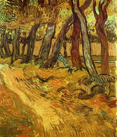 The Garden of Saint-Paul Hospital with Figure by Vincent van Gogh