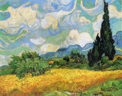 Wheat Field with Cypresses at the Haude Galline near Eygalieres by Vincent van Gogh