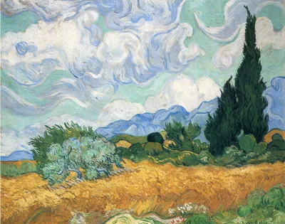 Wheatfield with cypress tree by Vincent van Gogh