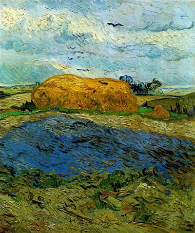 Haystack under a Rainy Sky by Vincent van Gogh