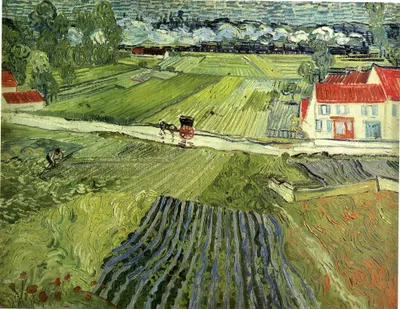 Landscape with Carriage and Train by Vincent van Gogh