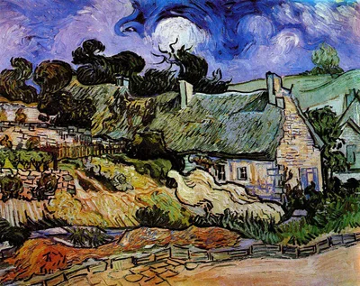 Houses with Thatched Roofs, Cordeville by Vincent van Gogh