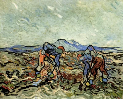 Peasants Lifting Potatoes by Vincent van Gogh